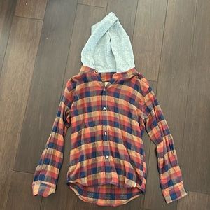 ME & HENRY Hooded Button Down Plaid Shirt